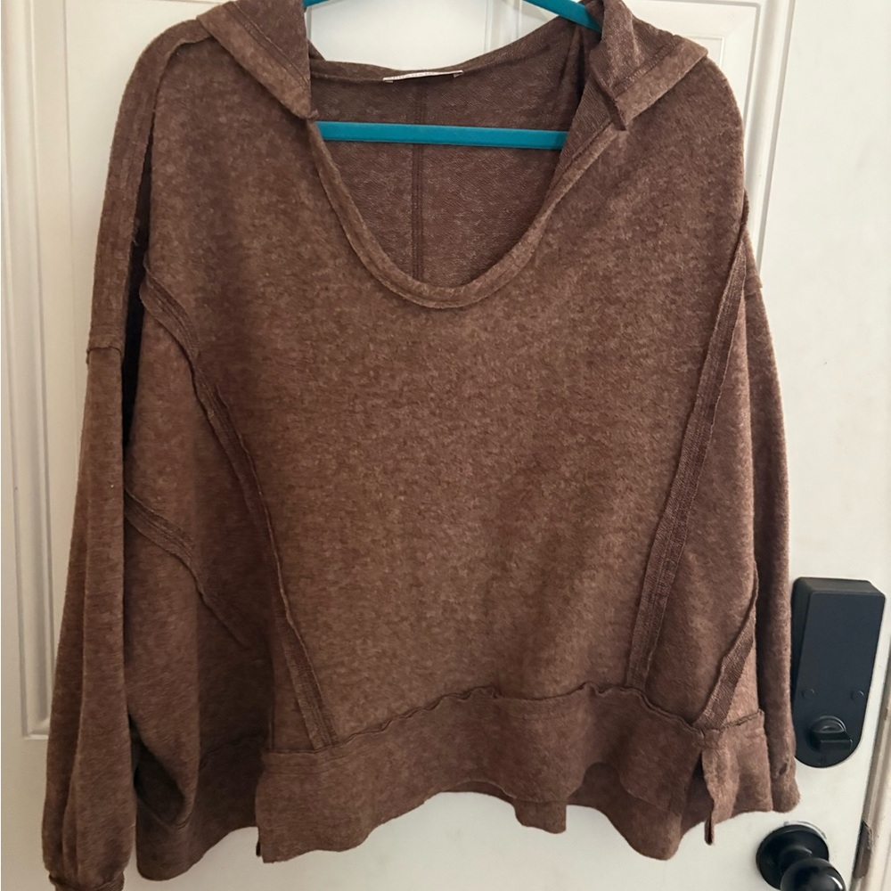 Zenana soft Cozy chocolate Brown Hoodie size L/XL